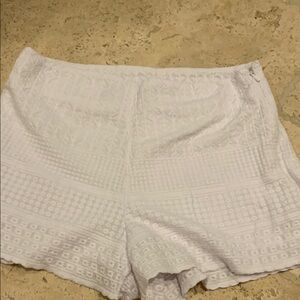 Women's White Textured Shorts